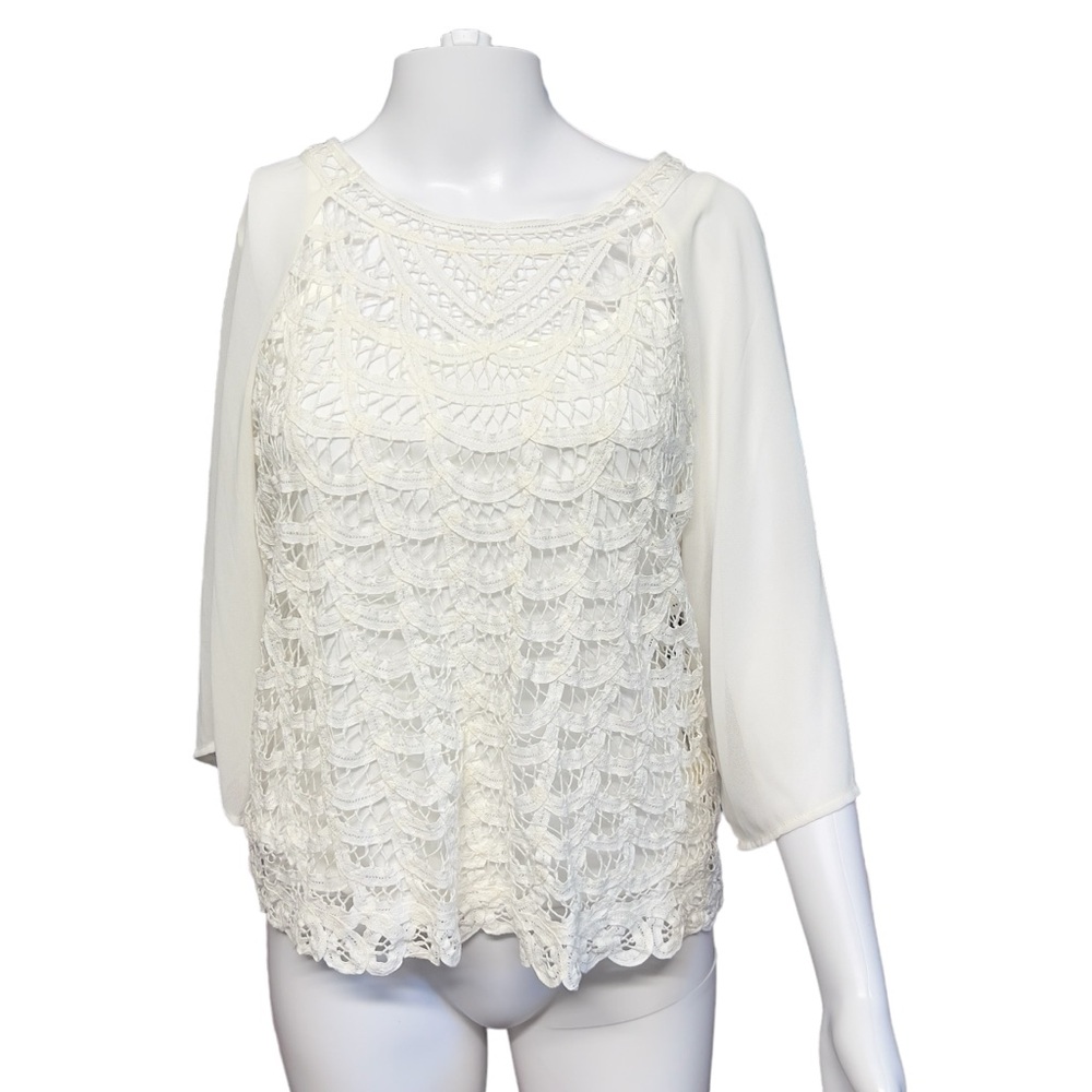 ADiva - Womens Crocheted Sheer Blouse Sz MdP